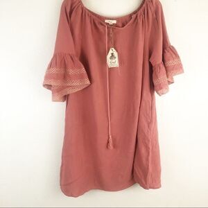 Easel Ruffle tussle pink dress size S. New with tags